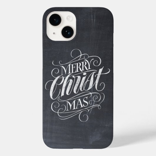 Merry CHRISTmas Religious Calligraphy Chalkboard C Case-Mate iPhone Hülle (Rückseite)