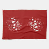 Merry CHRISTmas Religious Calligraphy Lettering Geschirrtuch (Horizontal)