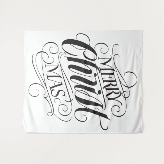 Merry CHRISTmas Religious Calligraphy Script Wandteppich (Vorderseite (Horizontal))