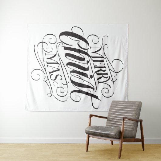 Merry CHRISTmas Religious Calligraphy Script Wandteppich (Beispiel (Horizontal))