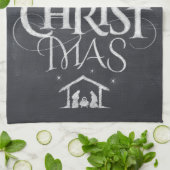 Merry CHRISTmas Religious Chalkboard Calligrafy Geschirrtuch (Gefaltet)