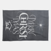 Merry CHRISTmas Religious Chalkboard Calligrafy Geschirrtuch (Horizontal)