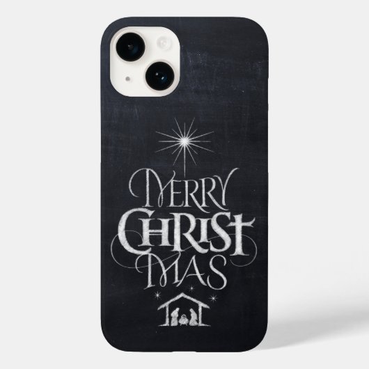 Merry CHRISTmas Religious Chalkboard Calligraphy C Case-Mate iPhone Hülle (Rückseite)