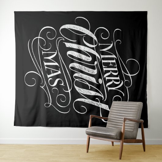 Merry CHRISTmas Religious Chalkboard Chalk Wandteppich (Beispiel (Horizontal))