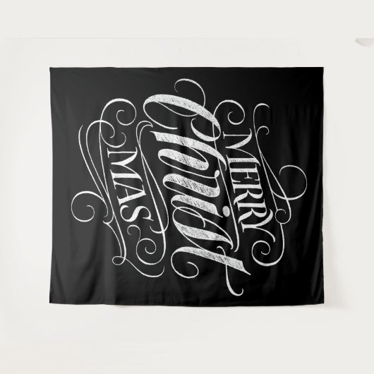 Merry CHRISTmas Religious Chalkboard Chalk Wandteppich (Vorderseite (Horizontal))