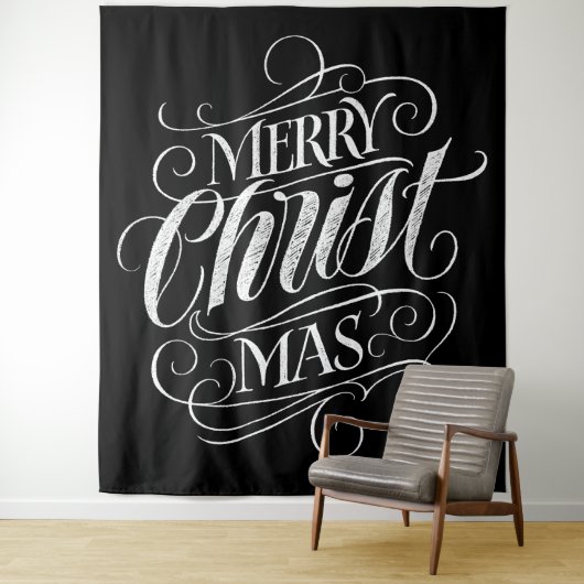 Merry CHRISTmas Religious Chalkboard Chalk Wandteppich (Beispiel)