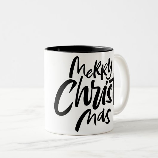 Merry CHRISTmas Religious Christlich Schwarz-weiß Zweifarbige Tasse (VorderseiteRechts)