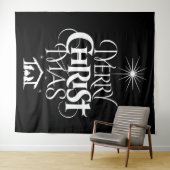 Merry CHRISTmas Religious Decotation Schwarz-weiß Wandteppich (Beispiel (Horizontal))