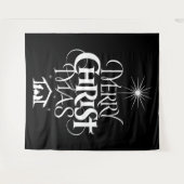 Merry CHRISTmas Religious Decotation Schwarz-weiß Wandteppich (Vorderseite (Horizontal))