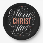 Merry CHRISTmas Religious Red Marquee Calligraphy Pappteller (Vorderseite)