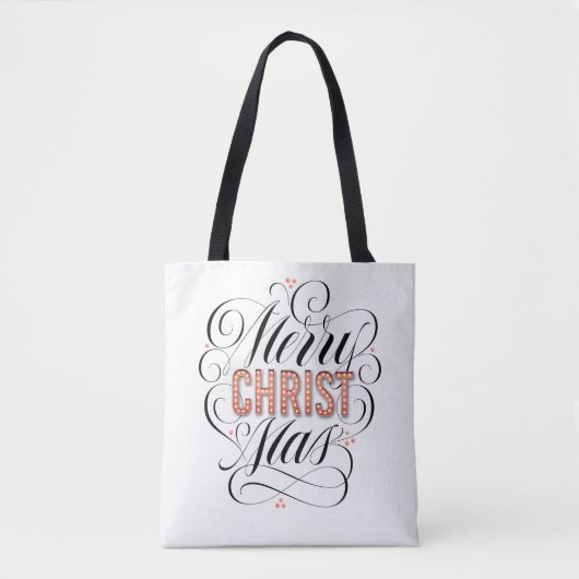 Merry CHRISTmas Religious Red Marquee Calligraphy Tasche (Vorderseite)