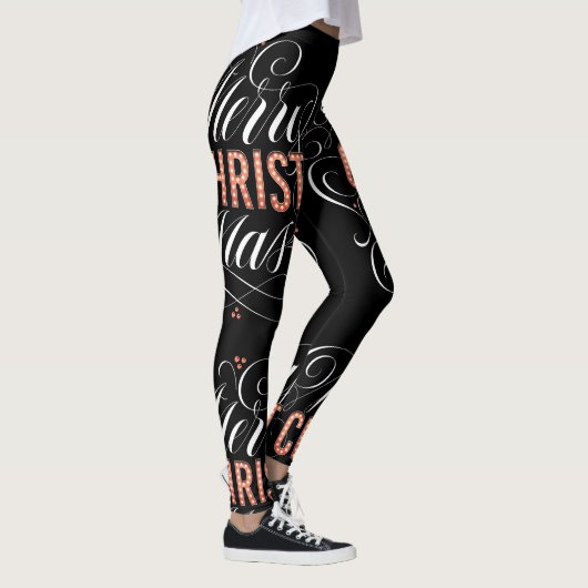Merry CHRISTmas Religious Red Marquee Lights Leggings (Rechts)