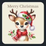 Merry Christmas Rentiere fügen Text Quadratischer Aufkleber<br><div class="desc">Merry Christmas Rentiere hinzufügen Text Square Sticker</div>