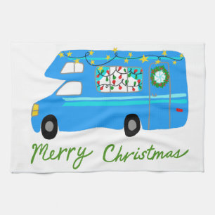 MERRY CHRISTMAS Retro Camper Motorhome RV Xmas Geschirrtuch