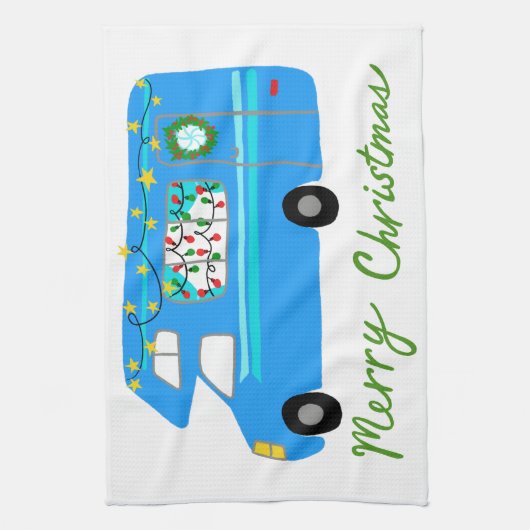MERRY CHRISTMAS Retro Camper Motorhome RV Xmas Geschirrtuch (Vertikal)