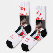 Merry Christmas retro Christmas tree kids photo na Socken (Linkes Detail)