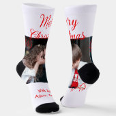 Merry Christmas retro Christmas tree kids photo na Socken (Gewinkelt)