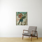 Merry Christmas - retro postcard, children, holly Wandteppich (Beispiel)