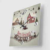 Merry Christmas , retro Quadratische Wanduhr (Winkel)