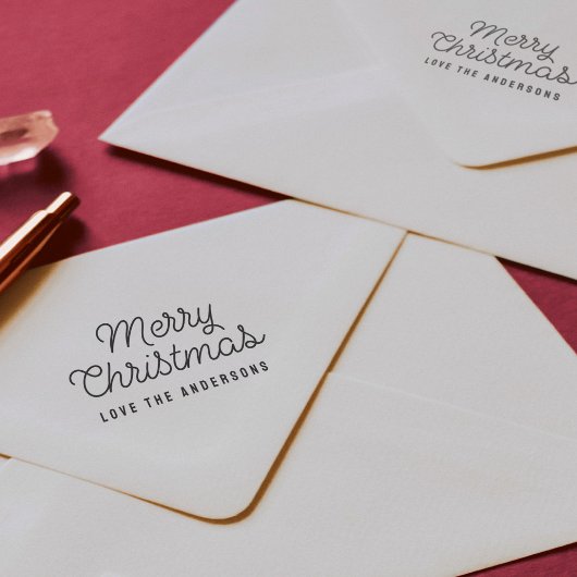 Merry Christmas Retro Script Typografie Gummistempel