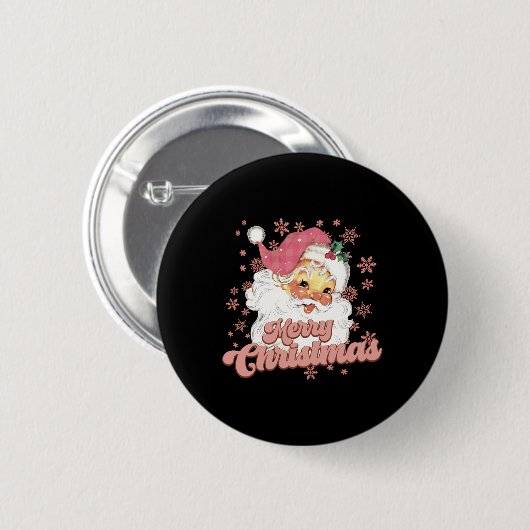 Merry Christmas Retro Tygraphy Santa Nk Hat T Shir Button (Vorne & Hinten)