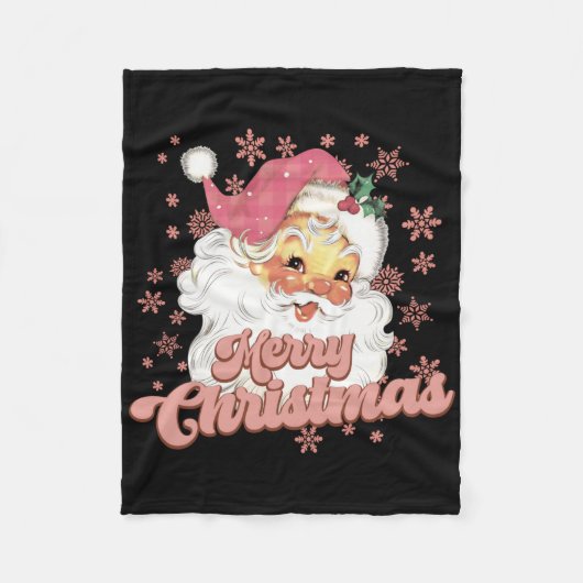 Merry Christmas Retro Tygraphy Santa Nk Hat T Shir Fleecedecke (Vorderseite)