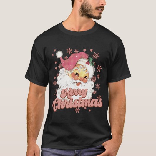 Merry Christmas Retro Tygraphy Santa Nk Hat T Shir T-Shirt (Vorderseite)