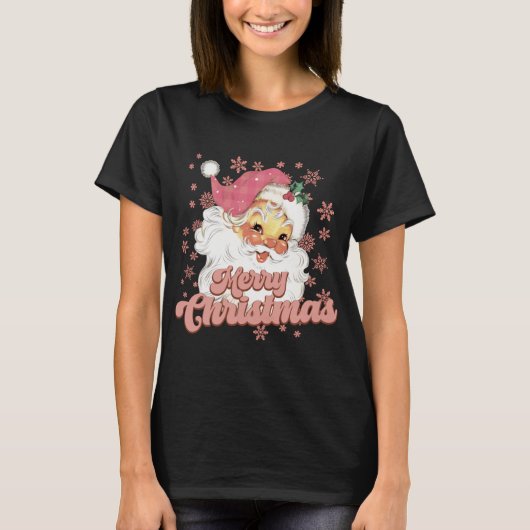 Merry Christmas Retro Tygraphy Santa Nk Hat T Shir T-Shirt (Vorderseite)