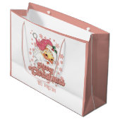Merry Christmas Retro Typography Santa Pink Hat Große Geschenktüte (Vorderseite Schrägansicht)