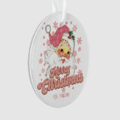 Merry Christmas Retro Typography Santa Pink Hat Ornament (Vorderseite)