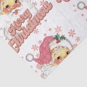 Merry Christmas Retro Typography Santa Pink Hat Seidenpapier (Detail)
