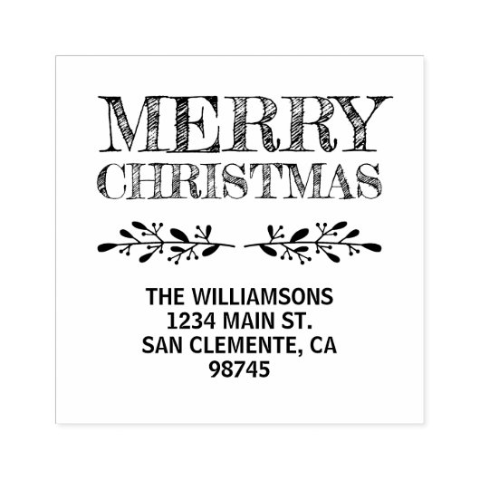 Merry Christmas Return Address Gummistempel (Prägung)