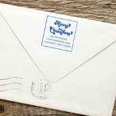 Merry Christmas Return Address Retro Typography Permastempel