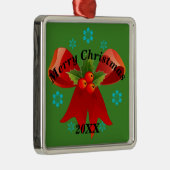 Merry Christmas Ribbon Geschenk Keepake (Platz) Ornament Aus Metall (Rechts)