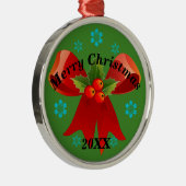 Merry Christmas Ribbon Geschenk Keepake (Runde) Ornament Aus Metall (Rechts)