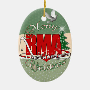 MERRY CHRISTMAS RMA REGISTRIERTER MEDIZINISCHER HI KERAMIK ORNAMENT