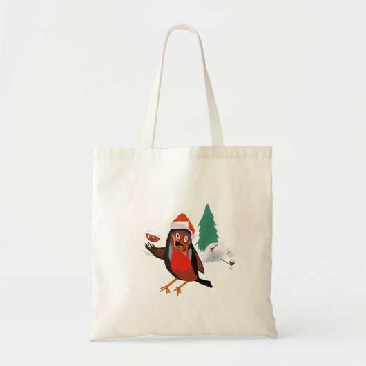 Merry Christmas Robin Tote Bag Tragetasche (Vorne)
