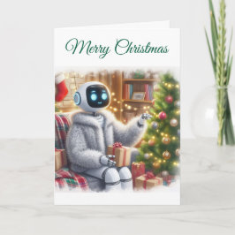 Merry Christmas Robot Tech Girls STEM Greeting Feiertagskarte