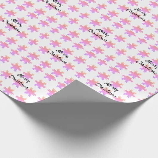Merry Christmas Rose Gold Pink Snowflake Patterns Geschenkpapier (Ecke)