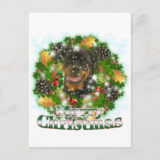 Merry Christmas Rottweiler Feiertagspostkarte (Vorderseite)