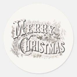 MERRY CHRISTMAS ROUND INDIVIDUELLE NAME STICKER