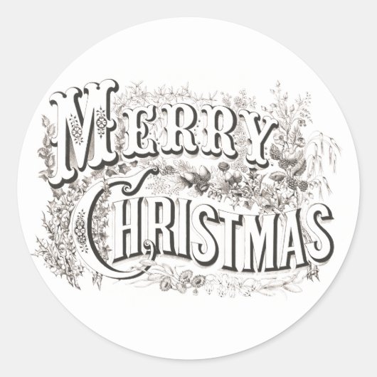 MERRY CHRISTMAS ROUND INDIVIDUELLE NAME STICKER (Vorderseite)