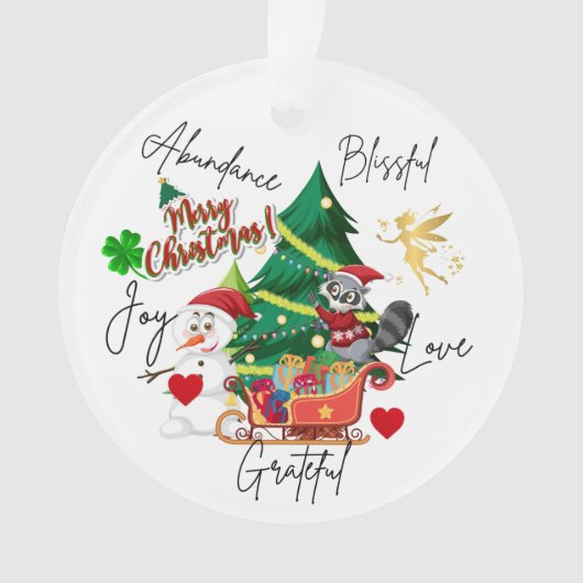 Merry Christmas Round Ornament | Love & Abundance (Vorderseite)