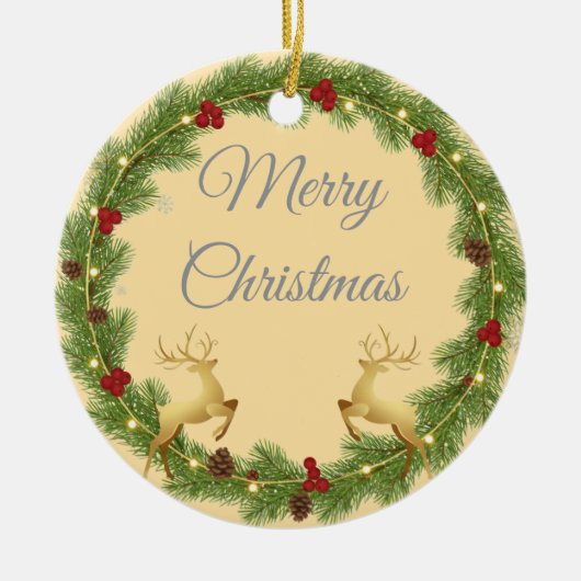 Merry Christmas Round Ornament with Holiday Design (Vorne)