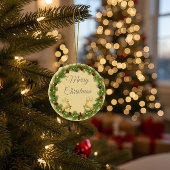 Merry Christmas Round Ornament with Holiday Design