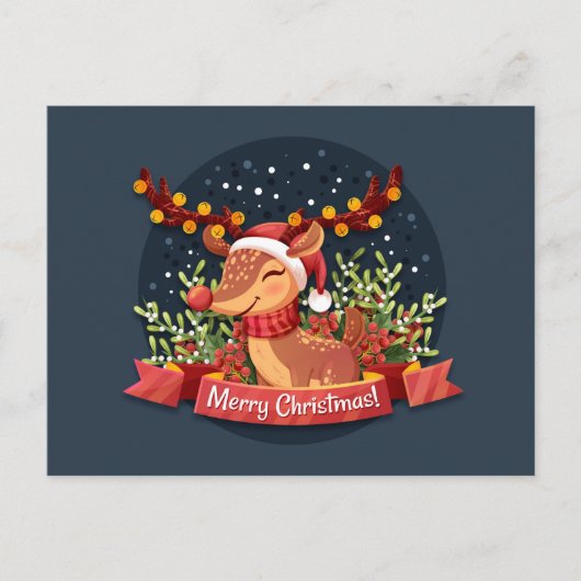 Merry Christmas Rudolph Postkarte (Vorderseite)