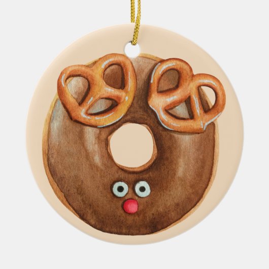 Merry Christmas Rudolph Reindeer Donut Keramik Ornament (Vorne)