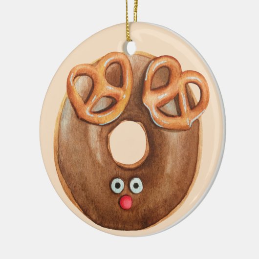 Merry Christmas Rudolph Reindeer Donut Keramik Ornament (Links)