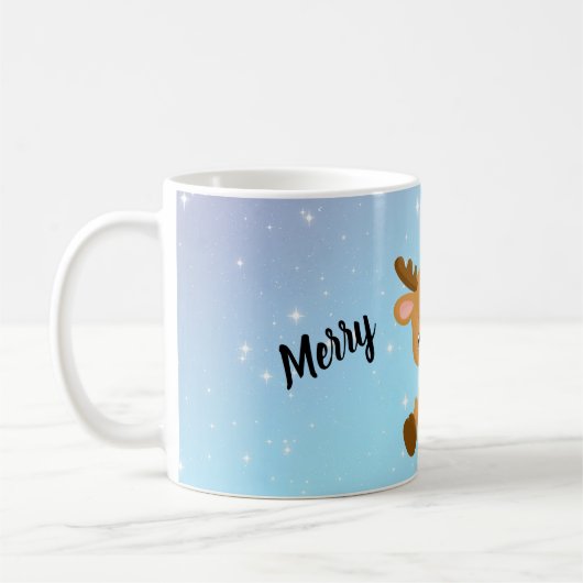 Merry Christmas Rudolph Reindeer Kaffeetasse (Links)