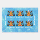 Merry Christmas Rudolph Reindeer Personalisierter Geschenkpapier Set (Vorderseite 3)